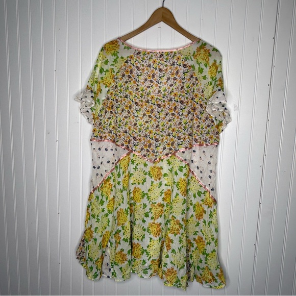 Free People wildflower patchwork mini dress in multi Ivory Combo Size Large - Picture 8 of 12